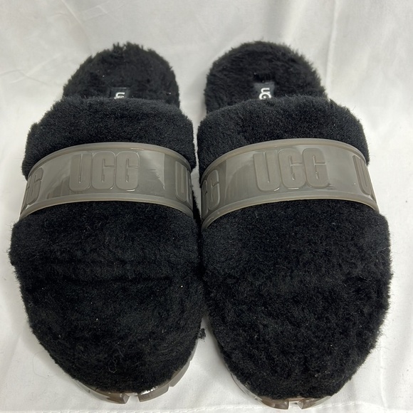 NWOT UGG Fluffita Clear Platform Slippers Sandals shoes in Black - Picture 2 of 9